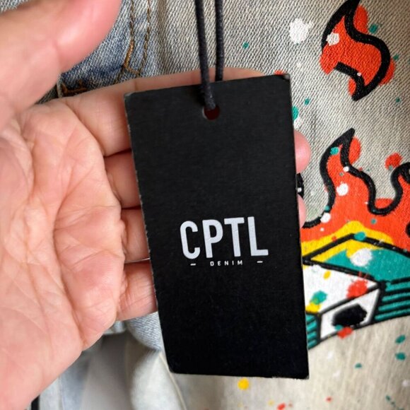 CPTL Denim Womens Cash Ripped Colorful Splatter Jeans Light Blue Size 28 - Picture 8 of 13